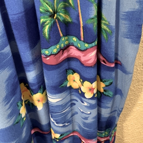 Koko Knot Maxi Dress Ocean Blue Floral Palm Trees S 100% Rayon - Picture 7 of 16